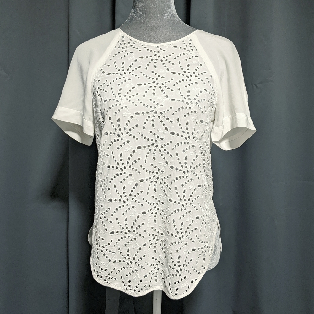 Rebecca Taylor off white silk top tee